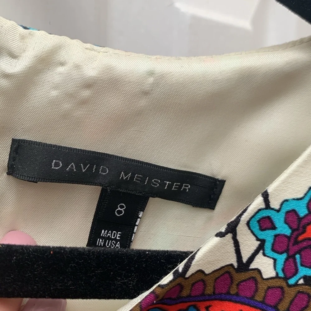 David Meister cap sleeve dress. Beautiful pattern. NWT. Lined back zip. Size 8 - Picture 3 of 7